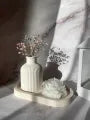 set of 3 (1 mini flowers vase +1 ovel tray +1 poney rose flower candle)