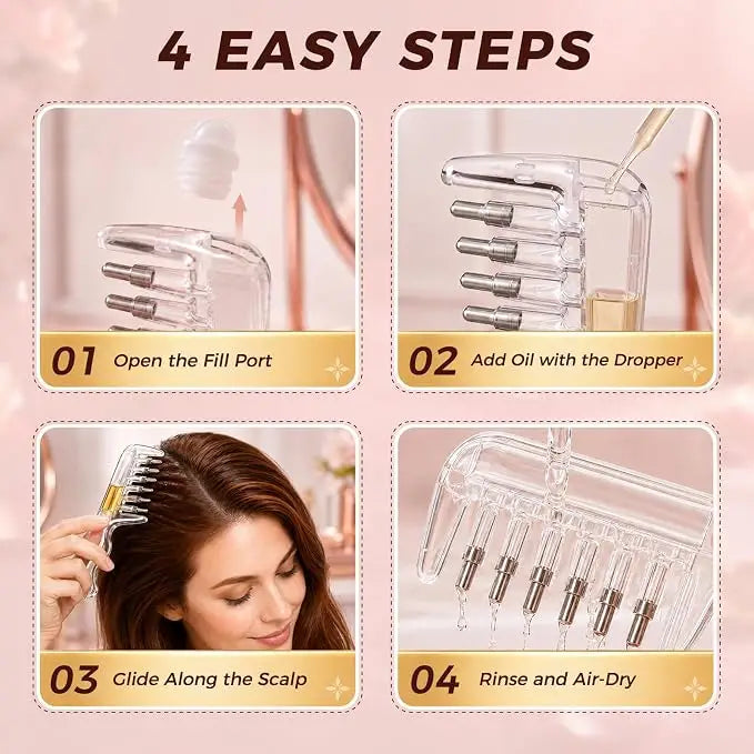 4 easy steps to use the hair oil applicator comb