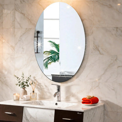 Oval Frameless Wall Mirror - Modern Decorative Bathroom & Vanity Mirror