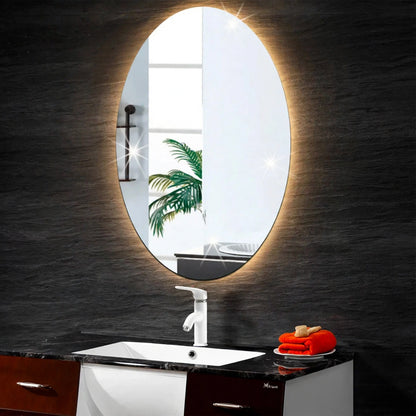 Oval Frameless Wall Mirror - Modern Decorative Bathroom & Vanity Mirror