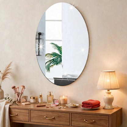 Oval Frameless Wall Mirror - Modern Decorative Bathroom & Vanity Mirror